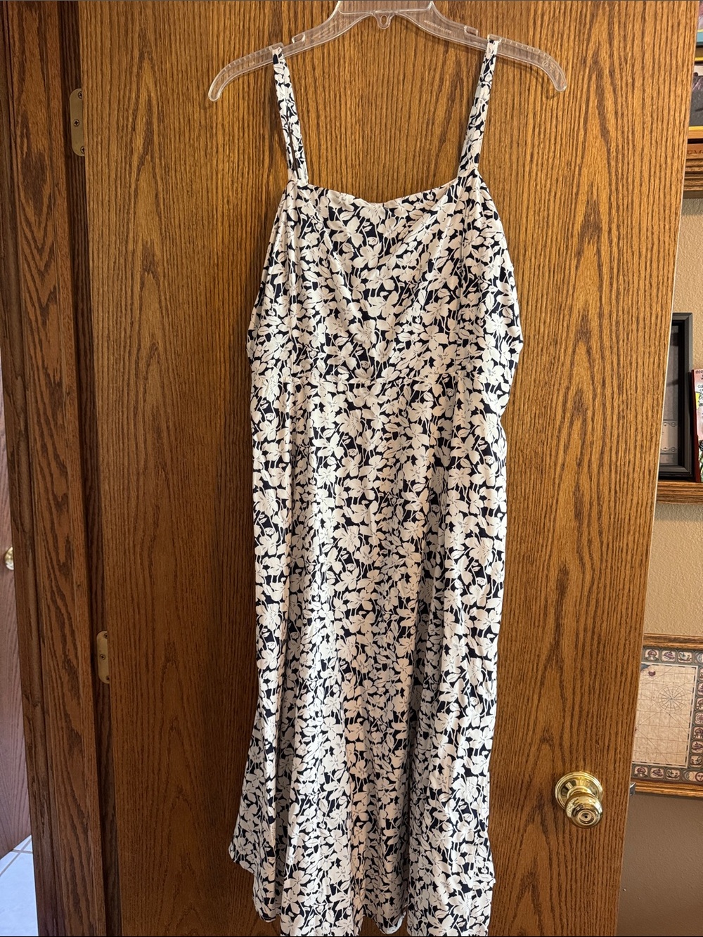 GAP White and Navy Floral Midi Slip Dress